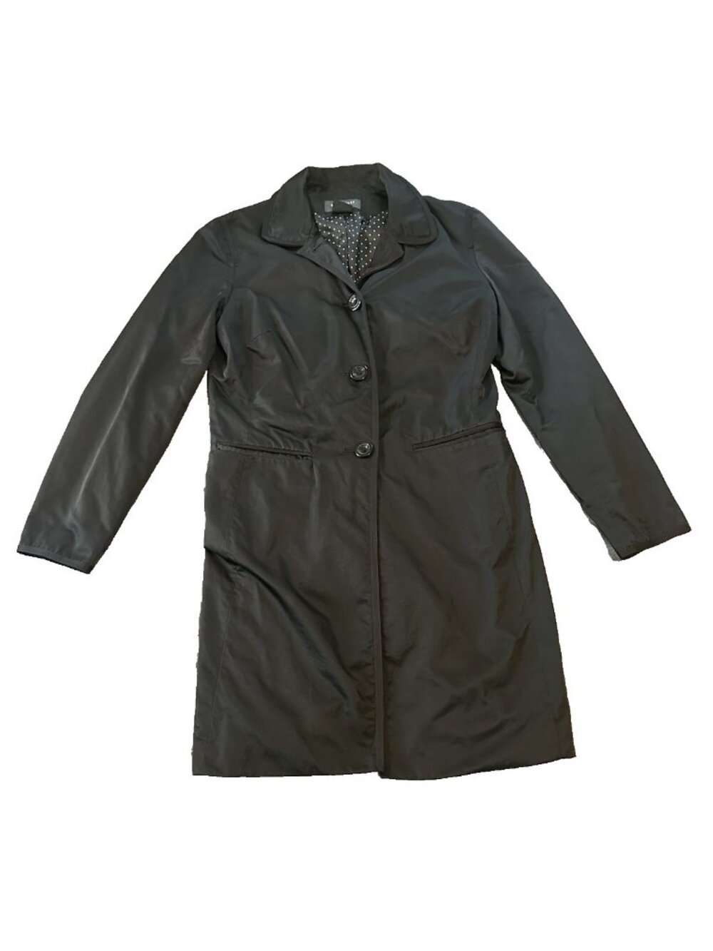 Nine West Black Trench Coat Womens M Lightweight Car Jacket Classic Career
